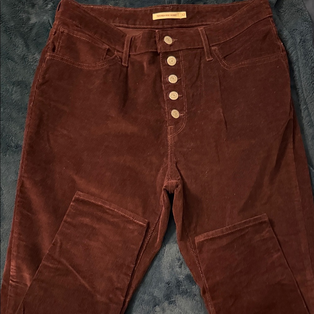 Levies Burgundy Corduroy Button-Fly Pants
